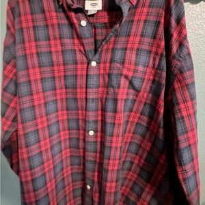Old Navy Red and Black Plaid Men's Shirt